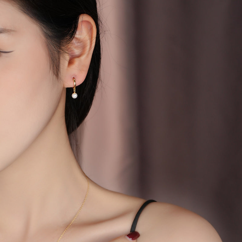 S925 Sterling Silver Light Luxury Ball Bead Earrings Series Women's Retro