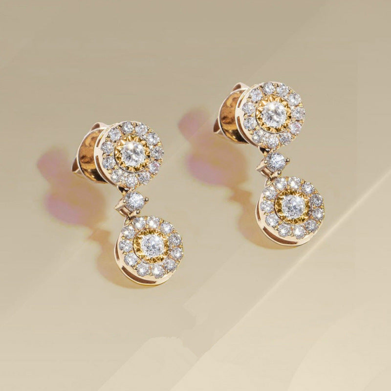 Women's Metal Diamond Round Zircon Stud Earrings