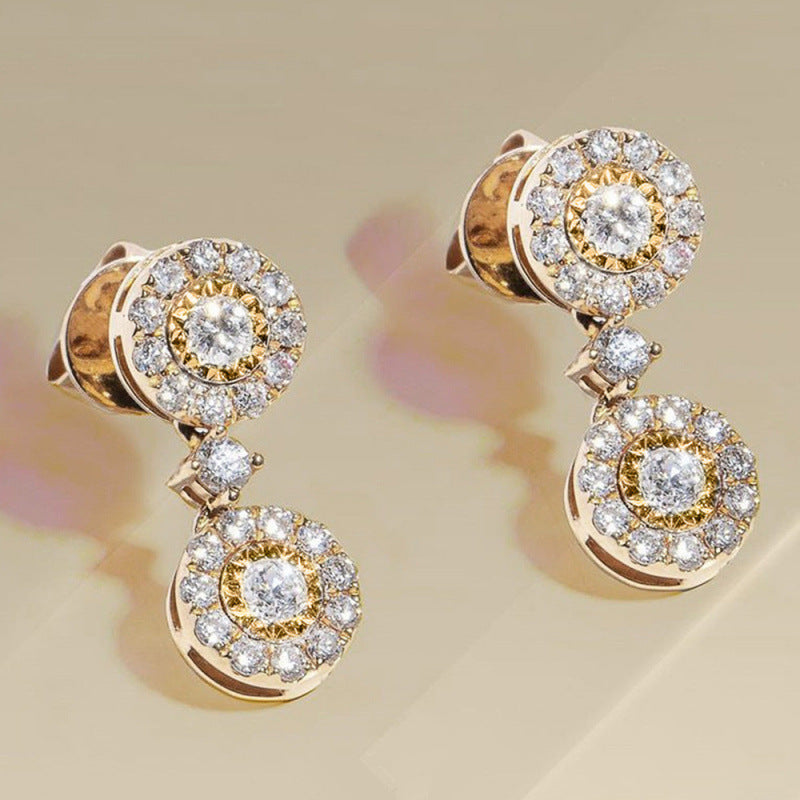 Women's Metal Diamond Round Zircon Stud Earrings